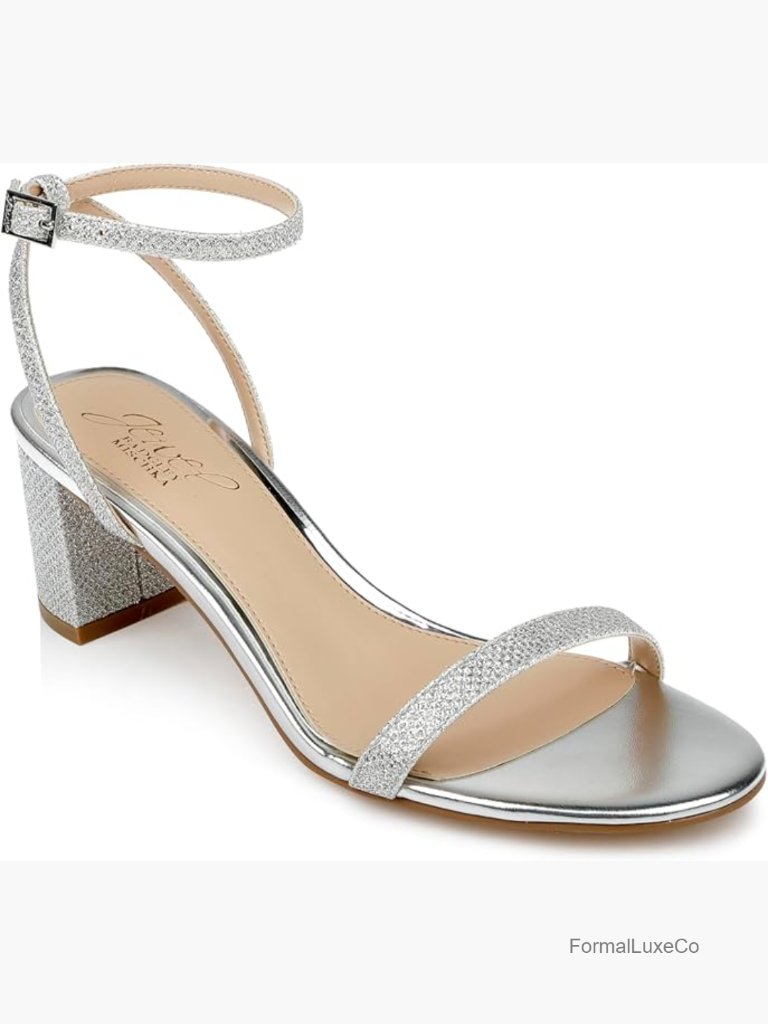 Low Block Heel Sandals With Glitter - Wedge Heel Sandal